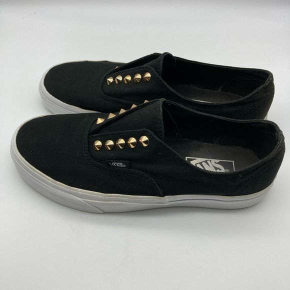 Vans Shoes - Vans Gold Studded Laceless Canvas Sneakers Size M 7/W 8,5 Black Color